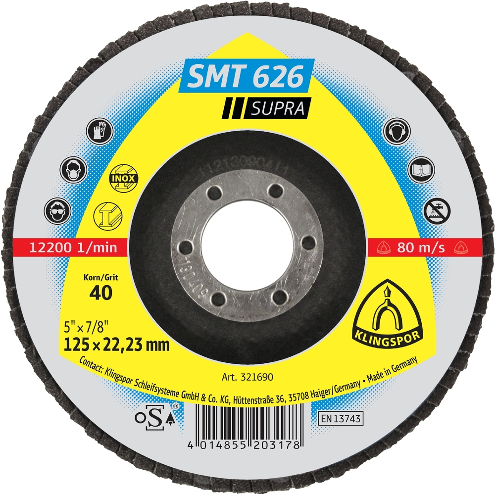 10 Plateaux à lamelles TE SUPRA SMT626 CS461X 40 N GEW 125X22,23 KLINGSPOR - 321690