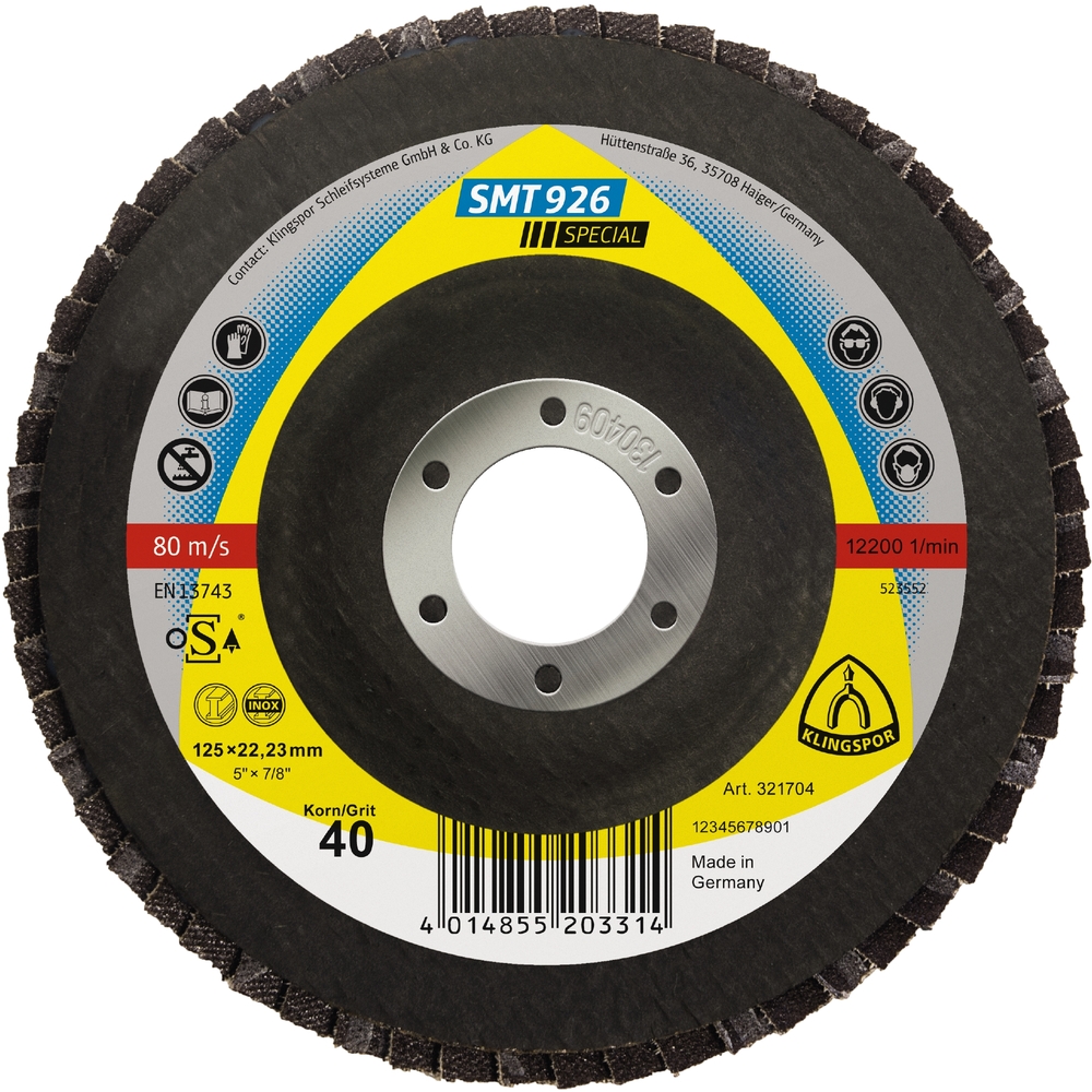 10 Plateaux à lamelles TE SPECIAL SMT926 CS461X 40 N GEW 125X22,23 KLINGSPOR - 321704