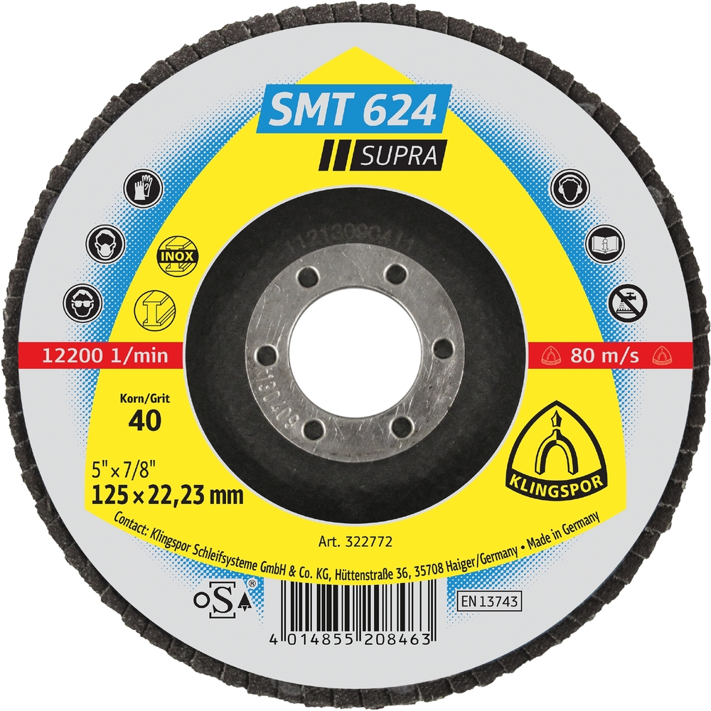 10 Plateaux à lamelles TE SUPRA SMT624 CS461X 40 N GEW 125X22,23 KLINGSPOR - 322772