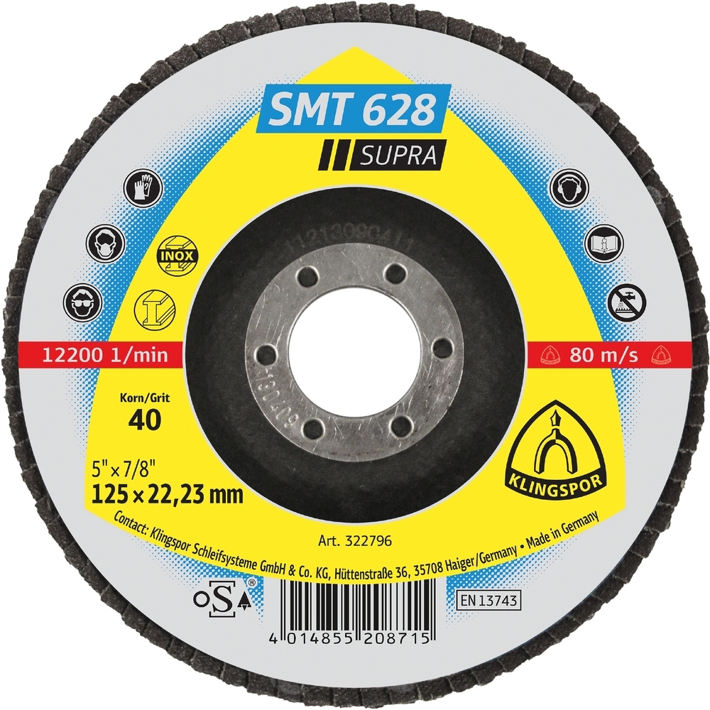 10 Plateaux à lamelles TE SUPRA SMT628 CS461X 40 N GER 125X22,23 KLINGSPOR - 322796
