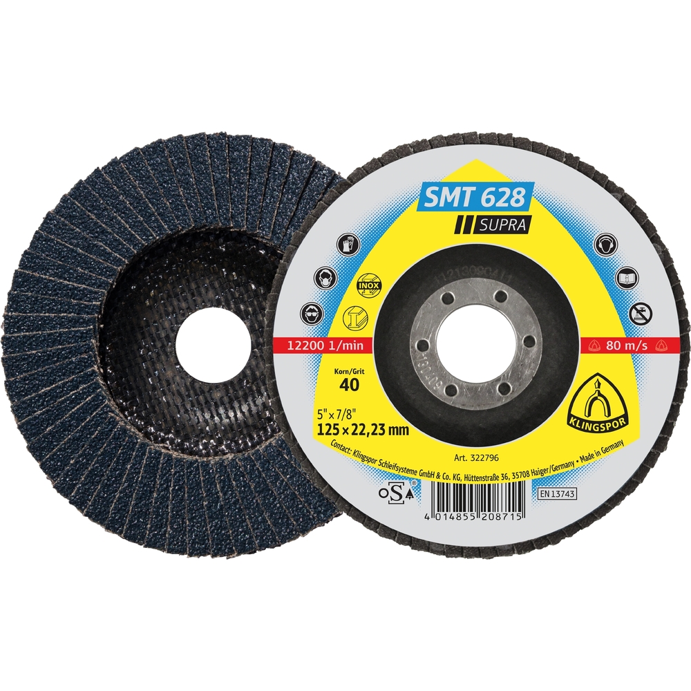10 Plateaux à lamelles TE SUPRA SMT628 CS461X 120 N GER 125X22,23 KLINGSPOR - 322800