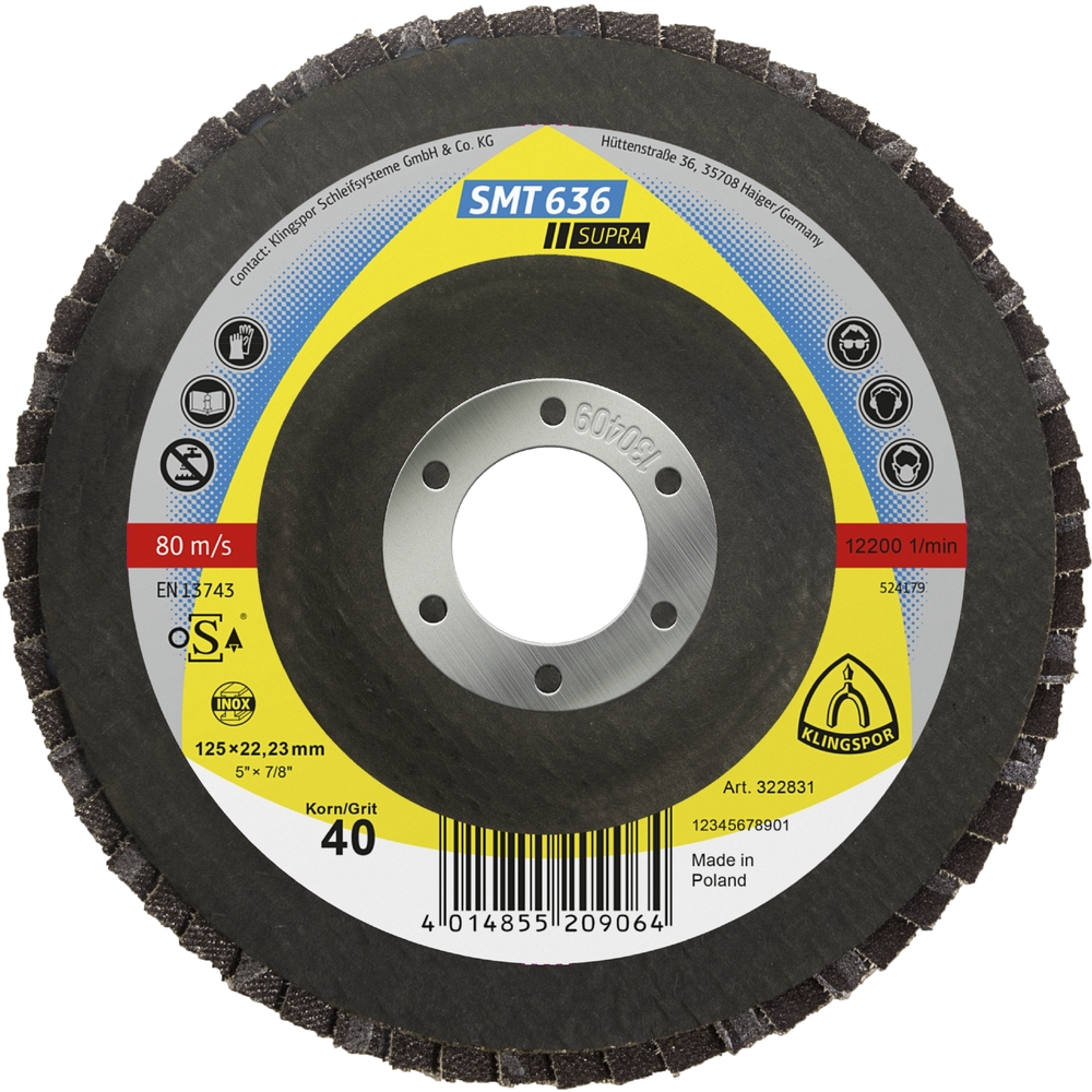 10 Plateaux à lamelles TE SUPRA SMT636 CS451X 40 N GEW 125X22,23 KLINGSPOR - 322831