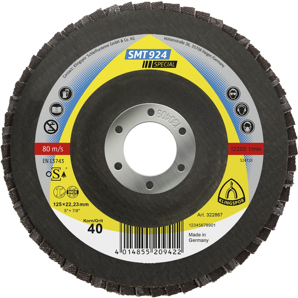 10 Plateaux à lamelles TE SPECIAL SMT924 CS912Y 40 N GEW 125X22,23 KLINGSPOR - 322867