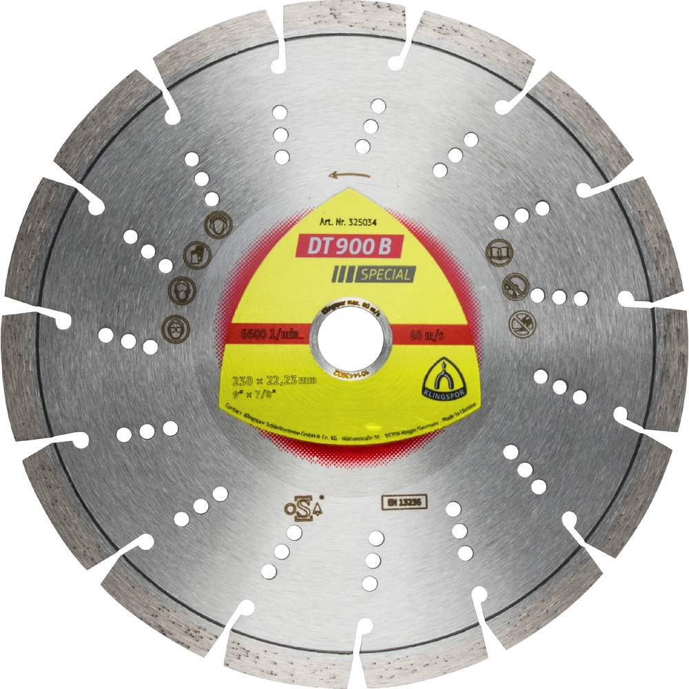 Disques à tronçonner diamantés DT SPECIAL DT900B S 180X2,6X22,23 11S 12 KLINGSPOR - 325027