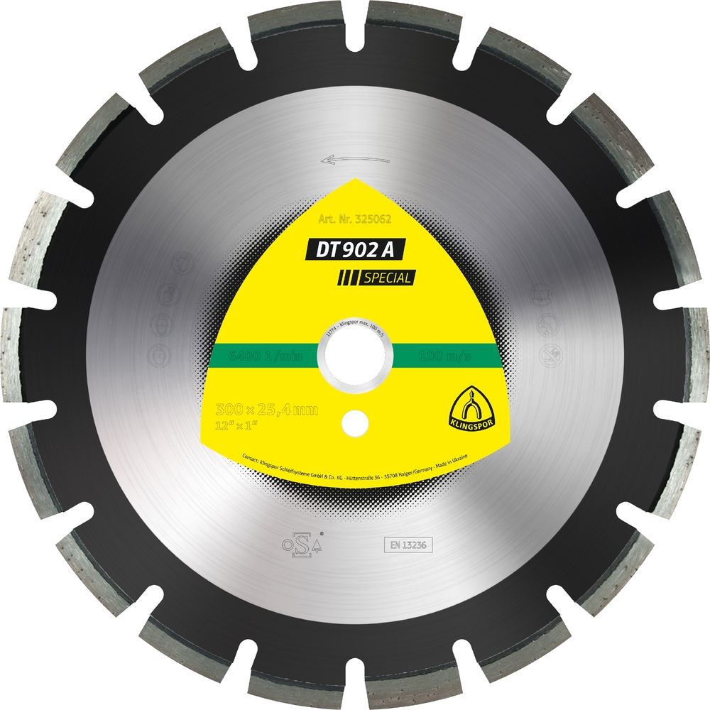 Disques à tronçonner diamantés DT SPECIAL DT902A S 300X2,8X25,4 18W 12 KLINGSPOR - 325062