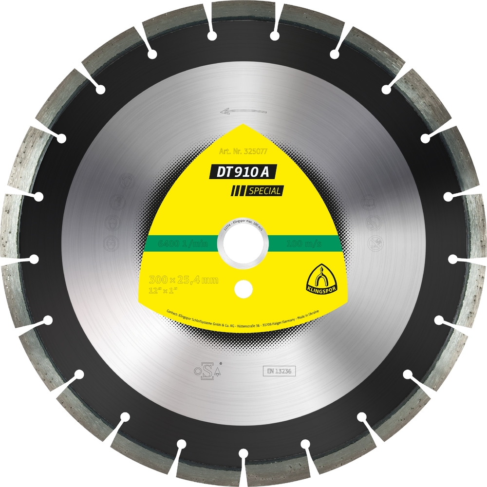 Disques à tronçonner diamantés DT SPECIAL DT910A S 350X3,2X25,4 24E 12 KLINGSPOR - 325110