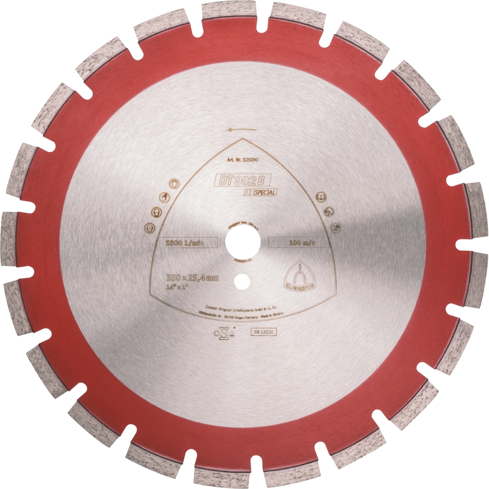 Disques à tronçonner diamantés DT SPECIAL DT902B S 450X3,7X25,4 26W 11 KLINGSPOR - 325138