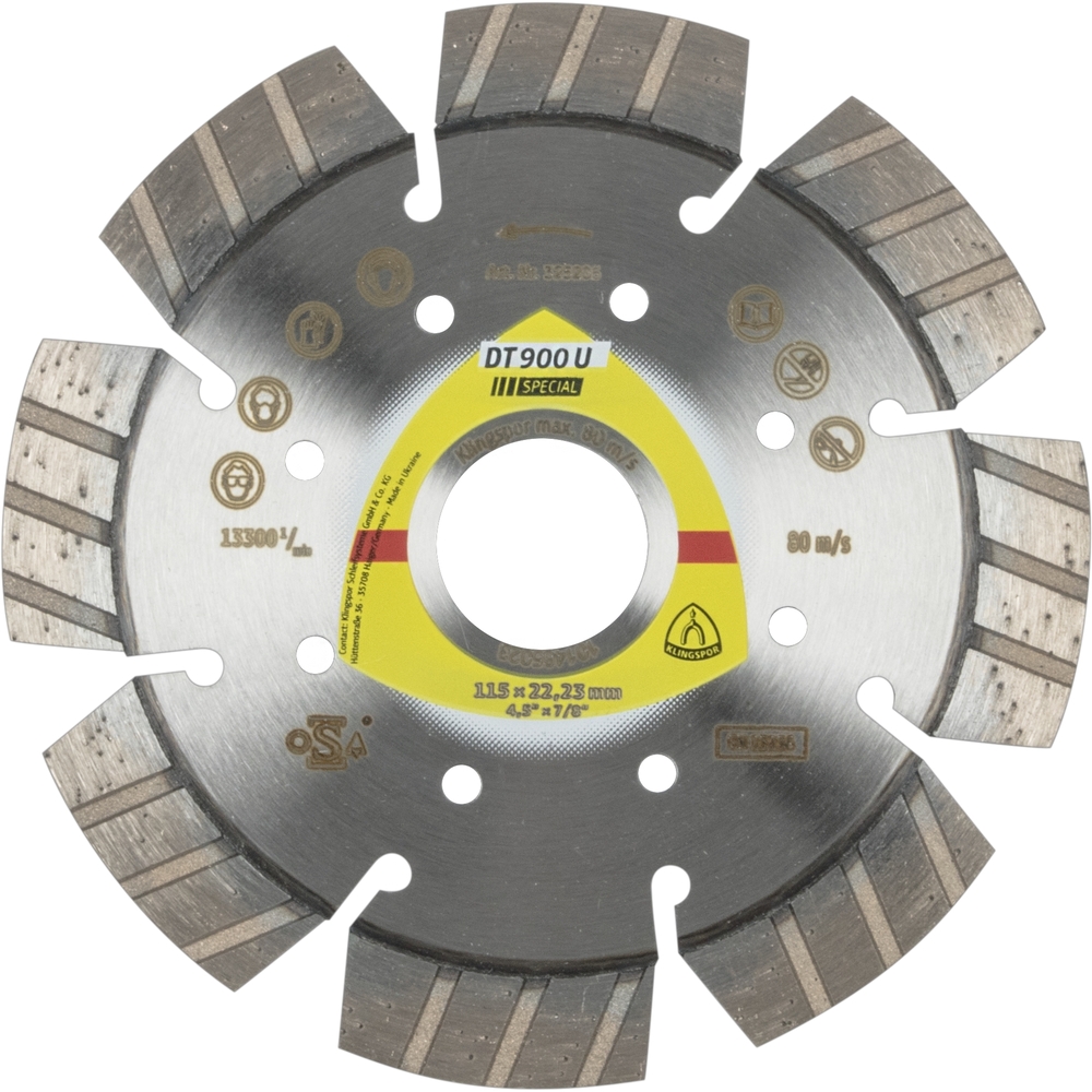 Disques à tronçonner diamantés DT SPECIAL DT900U S 115X2,4X22,23 8ST 12 KLINGSPOR - 325206