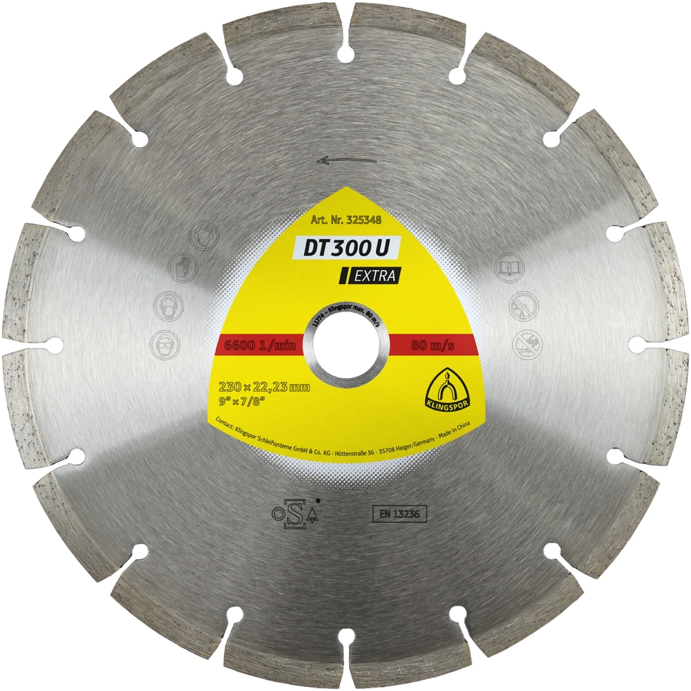 Disques à tronçonner diamantés DT EXTRA DT300U S 230X2,3X22,23 16S 7 KLINGSPOR - 325348