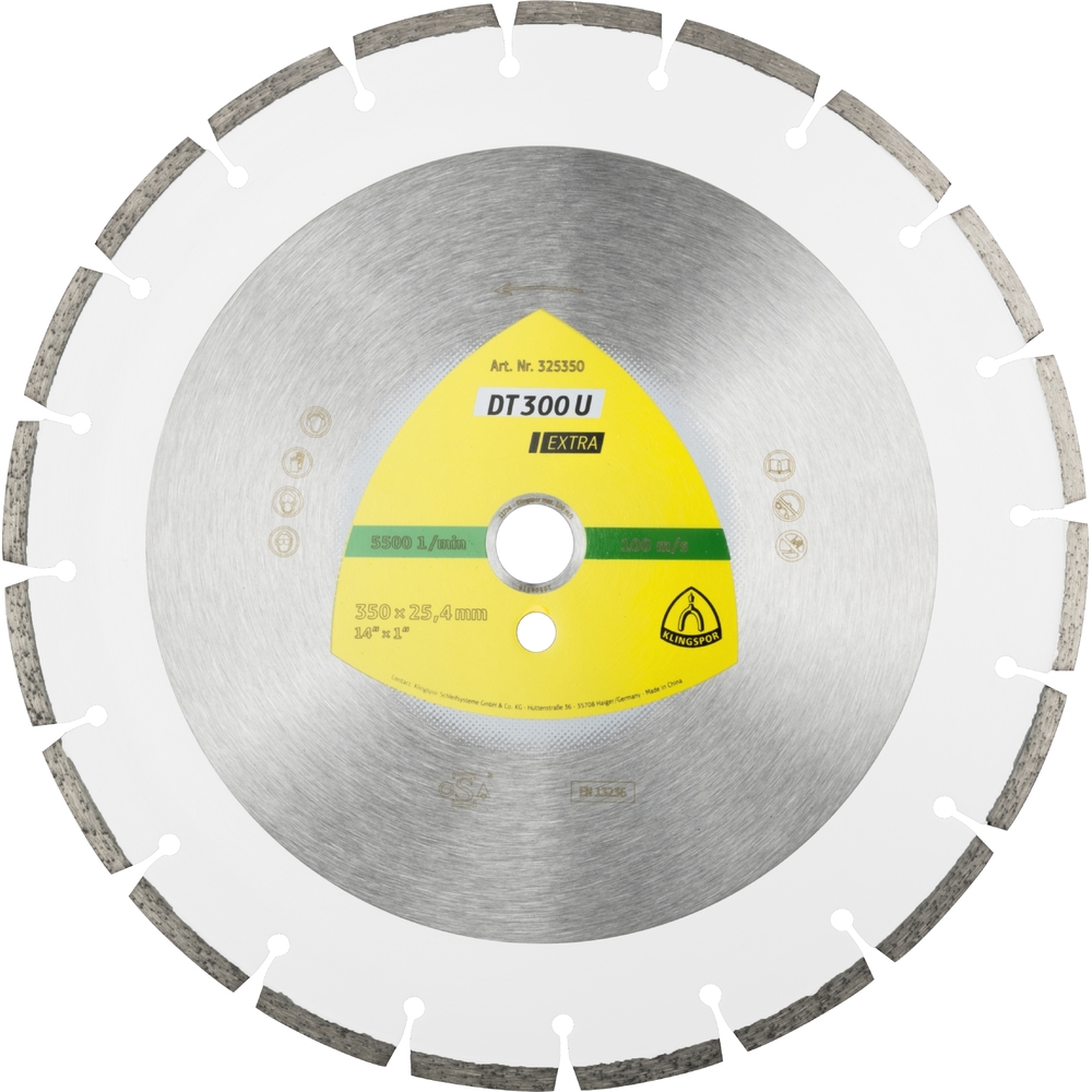 Disques à tronçonner diamantés DT EXTRA DT300U S 300X2,8X25,4 17S 7 KLINGSPOR - 325349