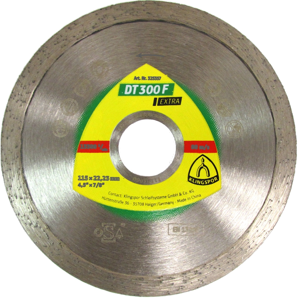 Disques à tronçonner diamantés DT EXTRA DT300F S 115X1,6X22,23 GR 7 KLINGSPOR - 325357