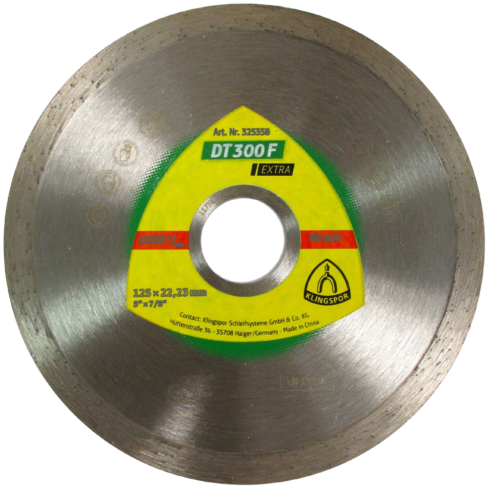 Disques à tronçonner diamantés DT EXTRA DT300F S 125X1,6X22,23 GR 7 KLINGSPOR - 325358