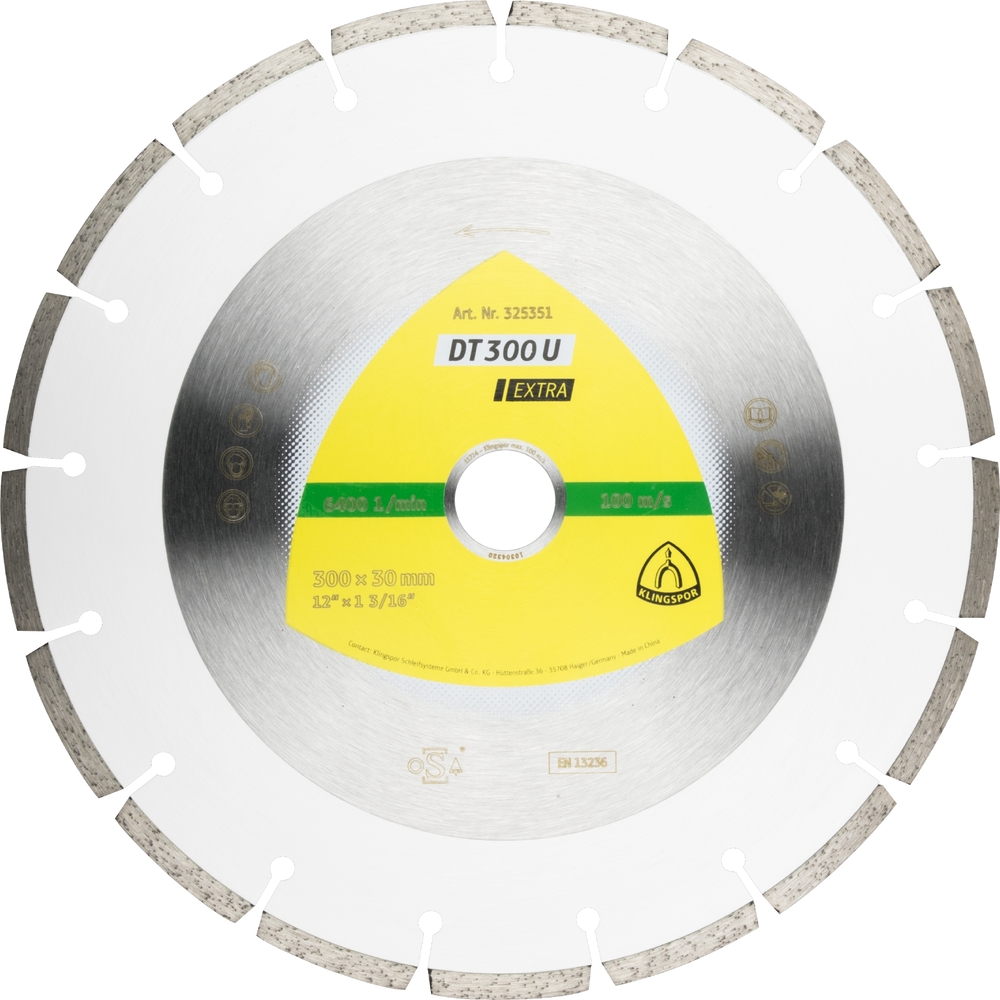 Disques à tronçonner diamantés DT EXTRA DT300U S 300X2,8X20 17S 7 KLINGSPOR - 326831