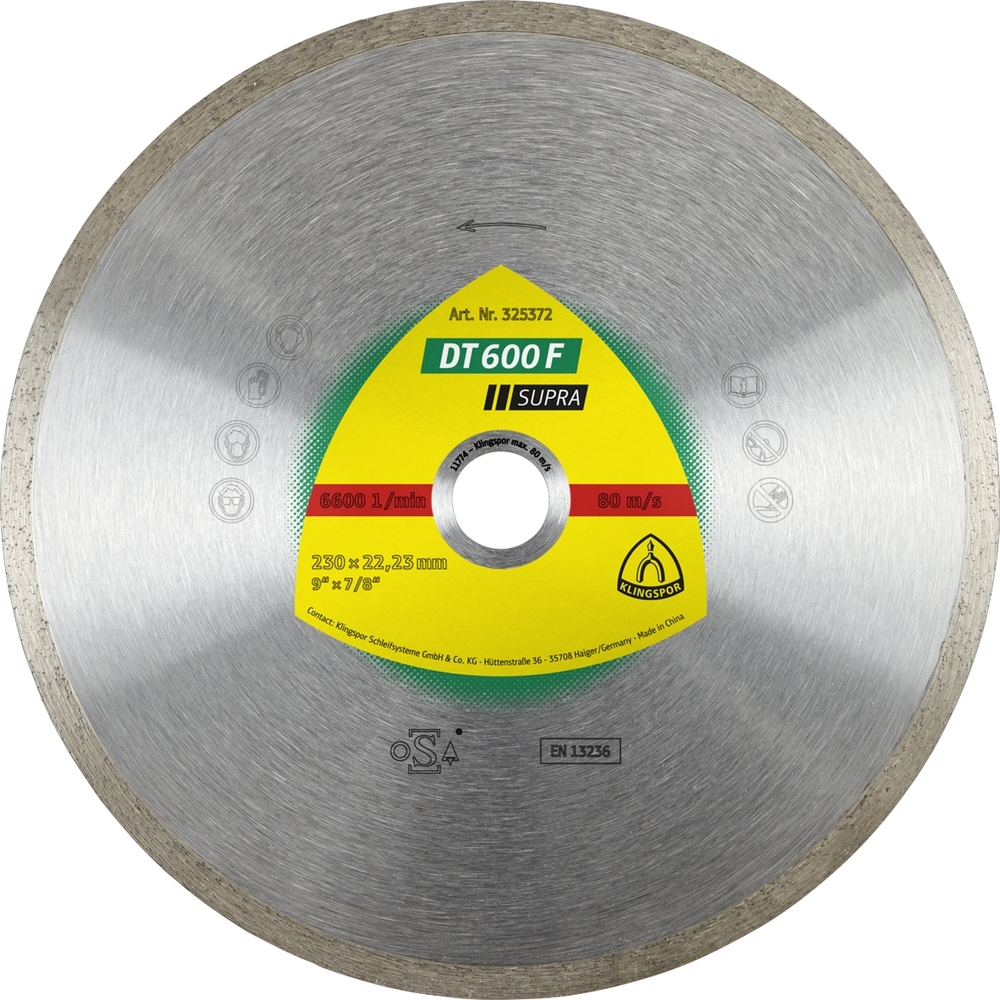 Disques à tronçonner diamantés DT SUPRA DT600F S 100X1,6X22,23 GR 7 KLINGSPOR - 330624