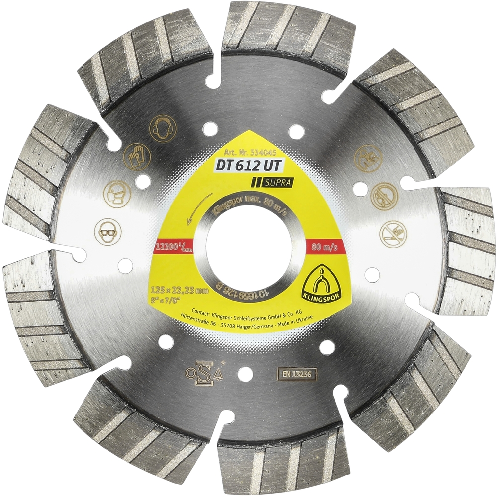 Disques à tronçonner diamantés DT SUPRA DT612UT S 125X2,4X22,23 9ST 12 KLINGSPOR - 334045