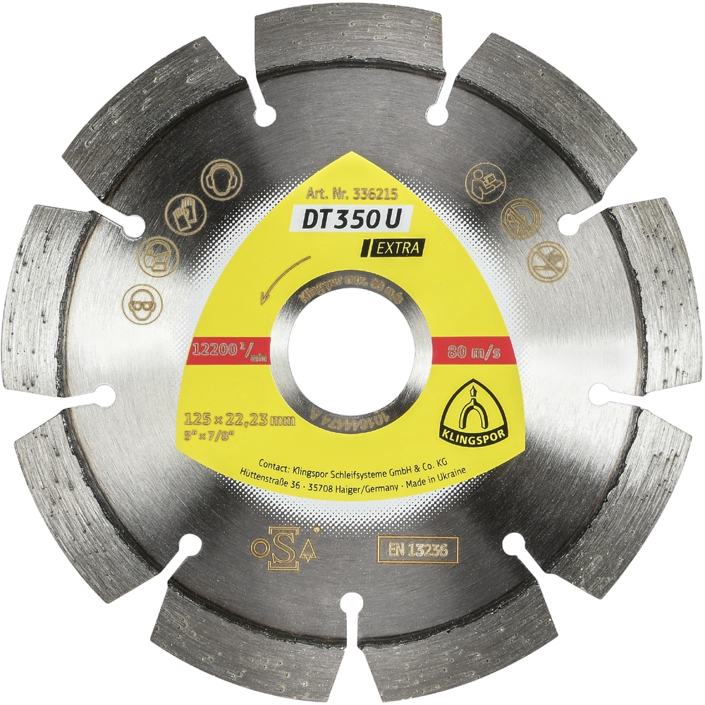 Disques à tronçonner diamantés DT EXTRA DT350U S 125X2,4X22,23 9S 10 KLINGSPOR - 336215