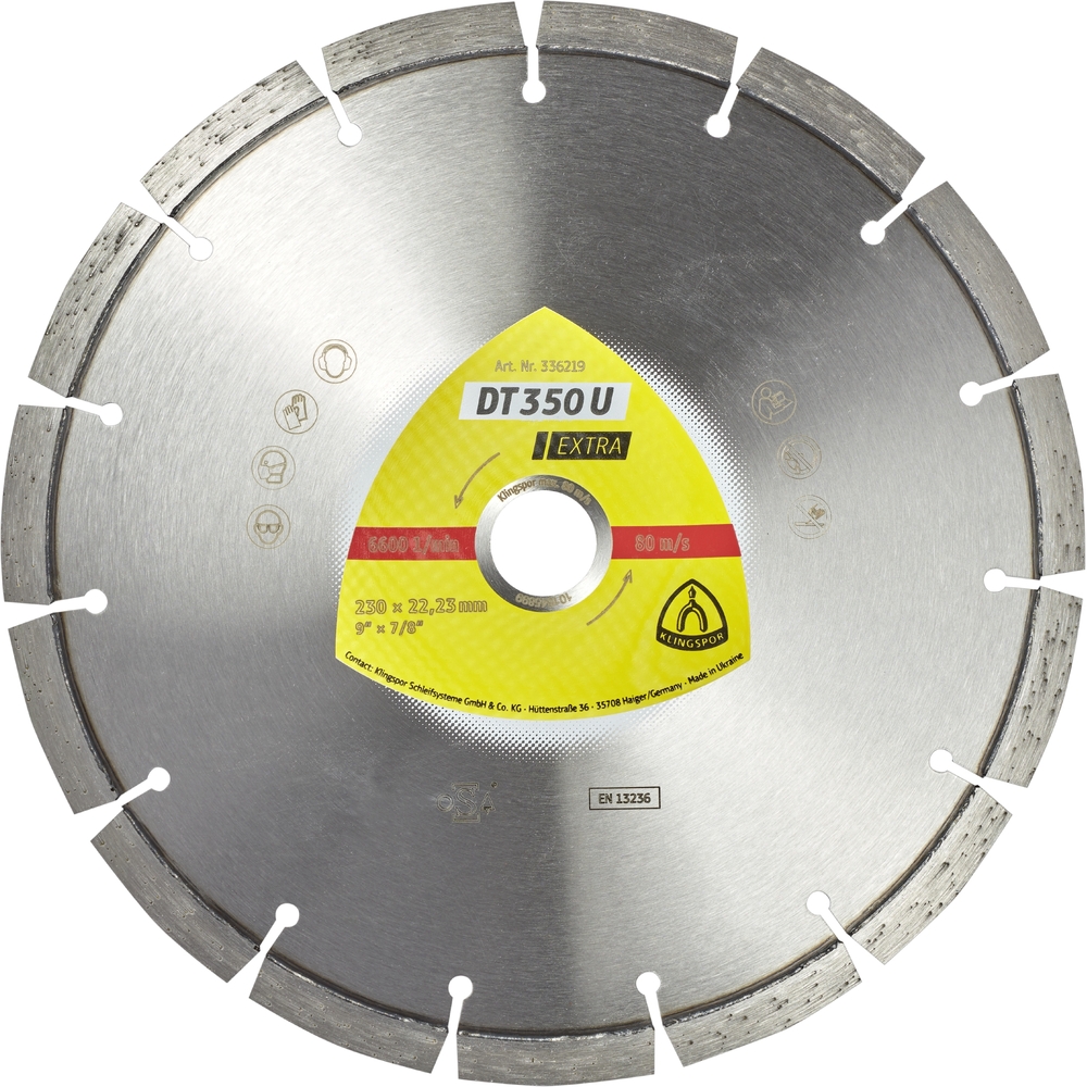 Disques à tronçonner diamantés DT EXTRA DT350U S 230X2,6X22,23 15S 10 KLINGSPOR - 336219