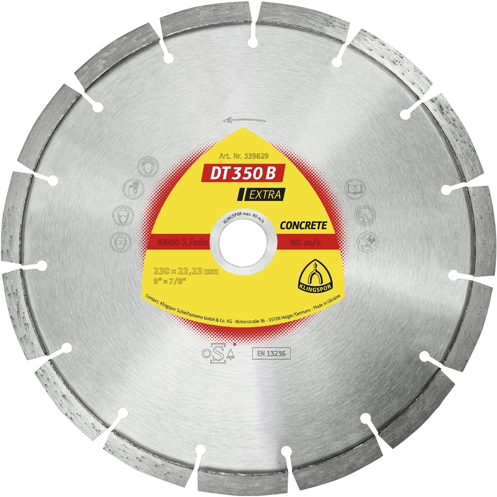 Disques à tronçonner diamantés DT EXTRA DT350B S 230X2,6X22,23 15S 10 KLINGSPOR - 339829