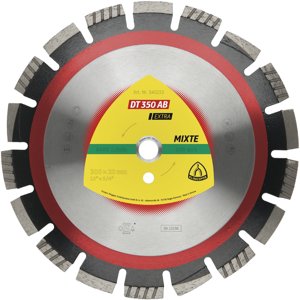 Disques à tronçonner diamantés DT EXTRA DT350AB S 300X2,8X20 18S 12 KLINGSPOR - 340232