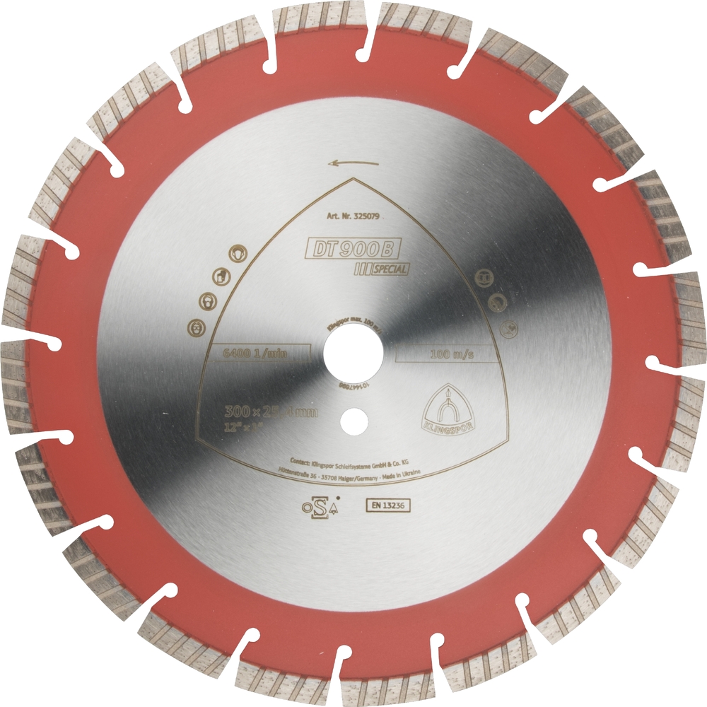 Disques à tronçonner diamantés DT SPECIAL DT900B S 400X3,6X25,4 26ST 12 KLINGSPOR - 347490