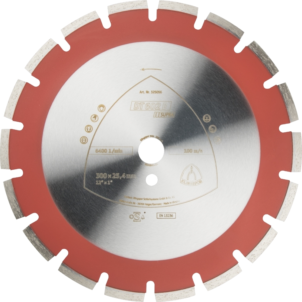 Disques à tronçonner diamantés DT SUPRA DT602B S 400X3,6X25,4 24W 9 KLINGSPOR - 349242