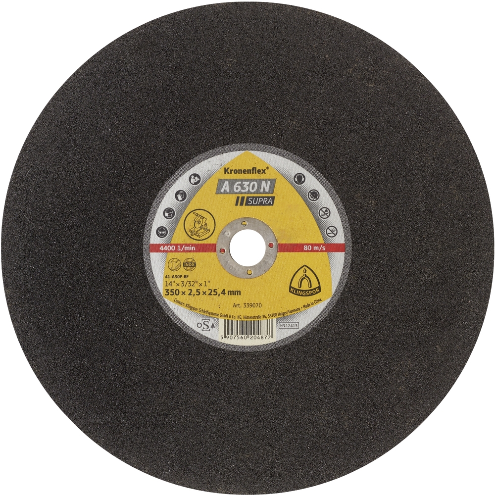 10 Disques à tronçonner KT SUPRA A630N S GER 406X3,2X25,4 KLINGSPOR - 353328