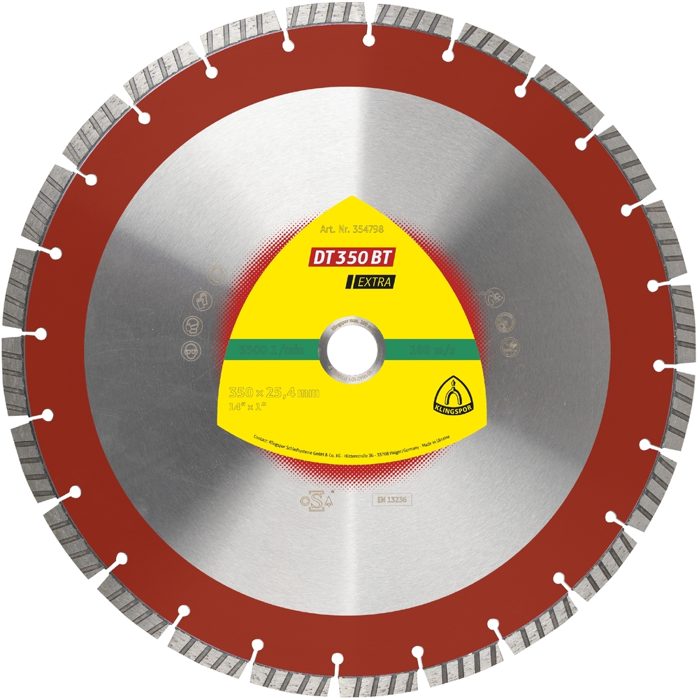 Disques à tronçonner diamantés DT EXTRA DT350BT S 350X3X20 24ST 10 KLINGSPOR - 354797