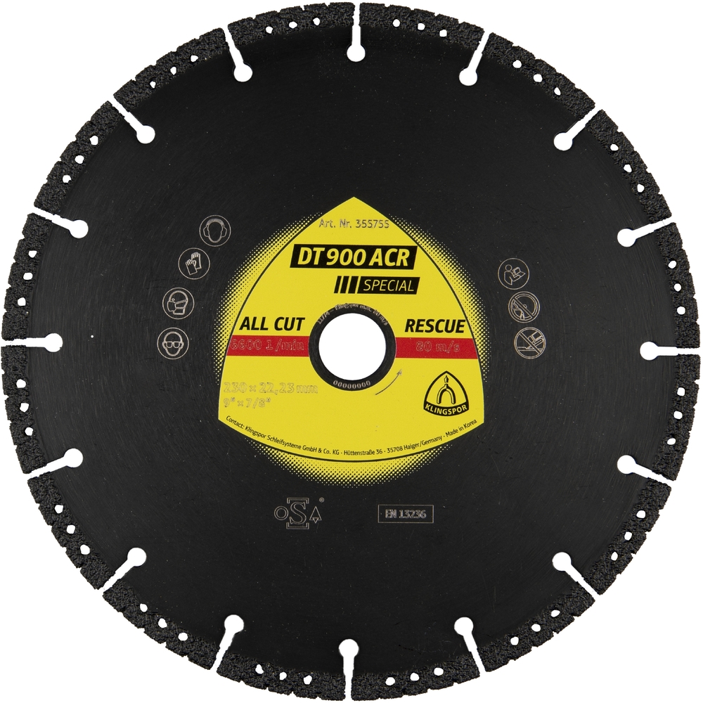 Disques à tronçonner diamantés DT SPECIAL DT900ACR S 125X2,5X22,23 VG 1 KLINGSPOR - 355724