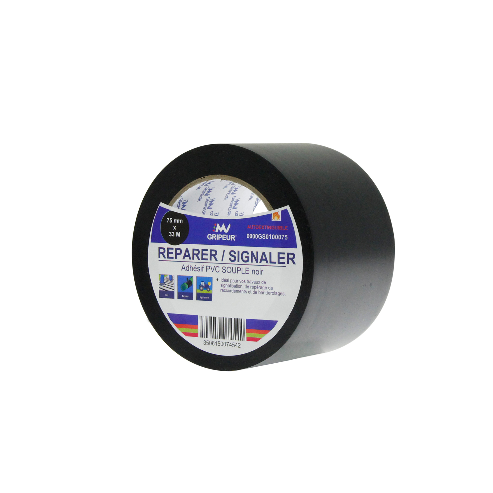 PVC Isolation Electrique GS010 Auto-Extinguible noir 150µ 75mm x 33m LIMA - 0000GS0100075