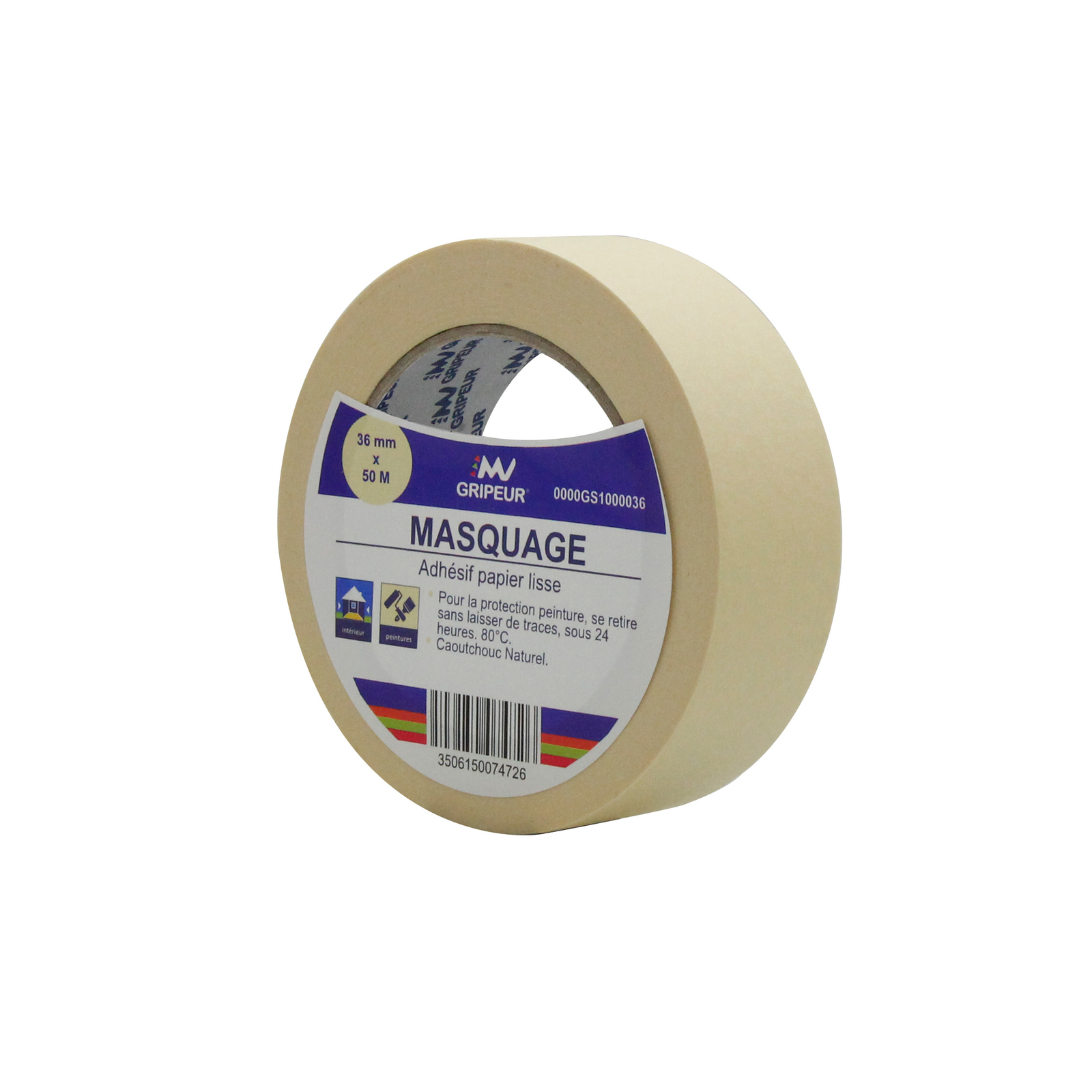 Adhésif de masquage GS100 caoutchouc naturel jaune 135µ 36mm x 50m LIMA - 0000GS1000036