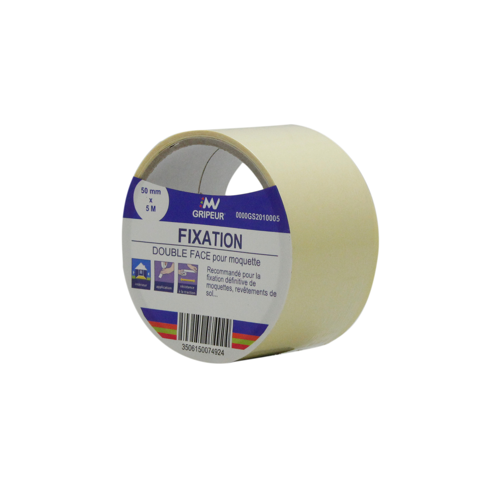 Adhésif DF PP GS201 caoutchouc synthétique blanc 90µ 50mm x 5m LIMA - 0000GS2010005
