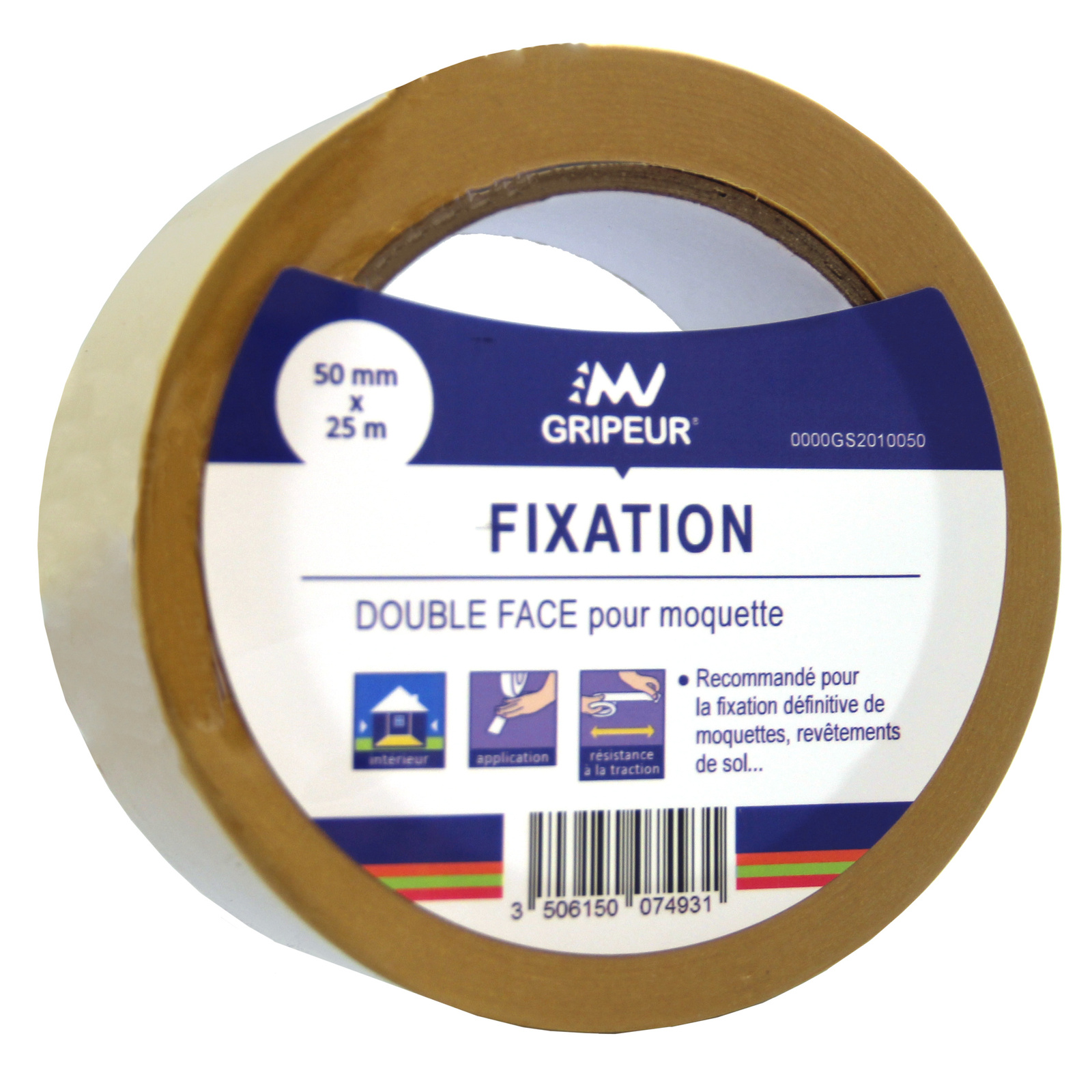 Adhésif DF PP GS201 caoutchouc synthétique blanc 90µ 50mm x 25m LIMA - 0000GS2010050