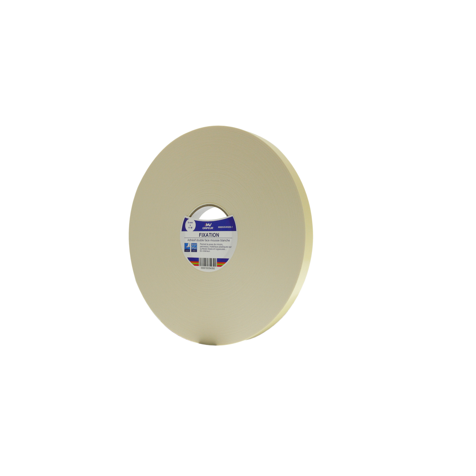 Mousse Adhésive Double Face GS205 blanche ép 08mm 9mm x 11m LIMA - 0000GS20509-1