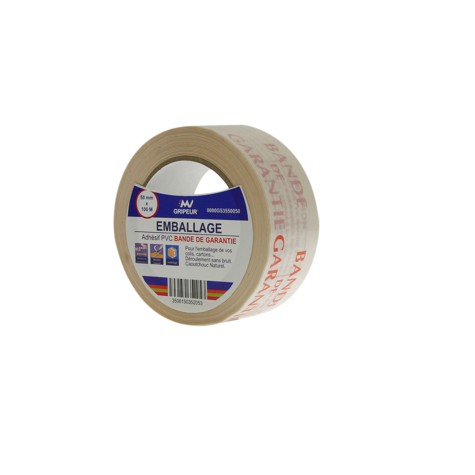 Adhésif d'emballage PVC Imp BANDE DE GARANTIE en rouge 35 µ 50mm x 100m LIMA - 0000GS3550050