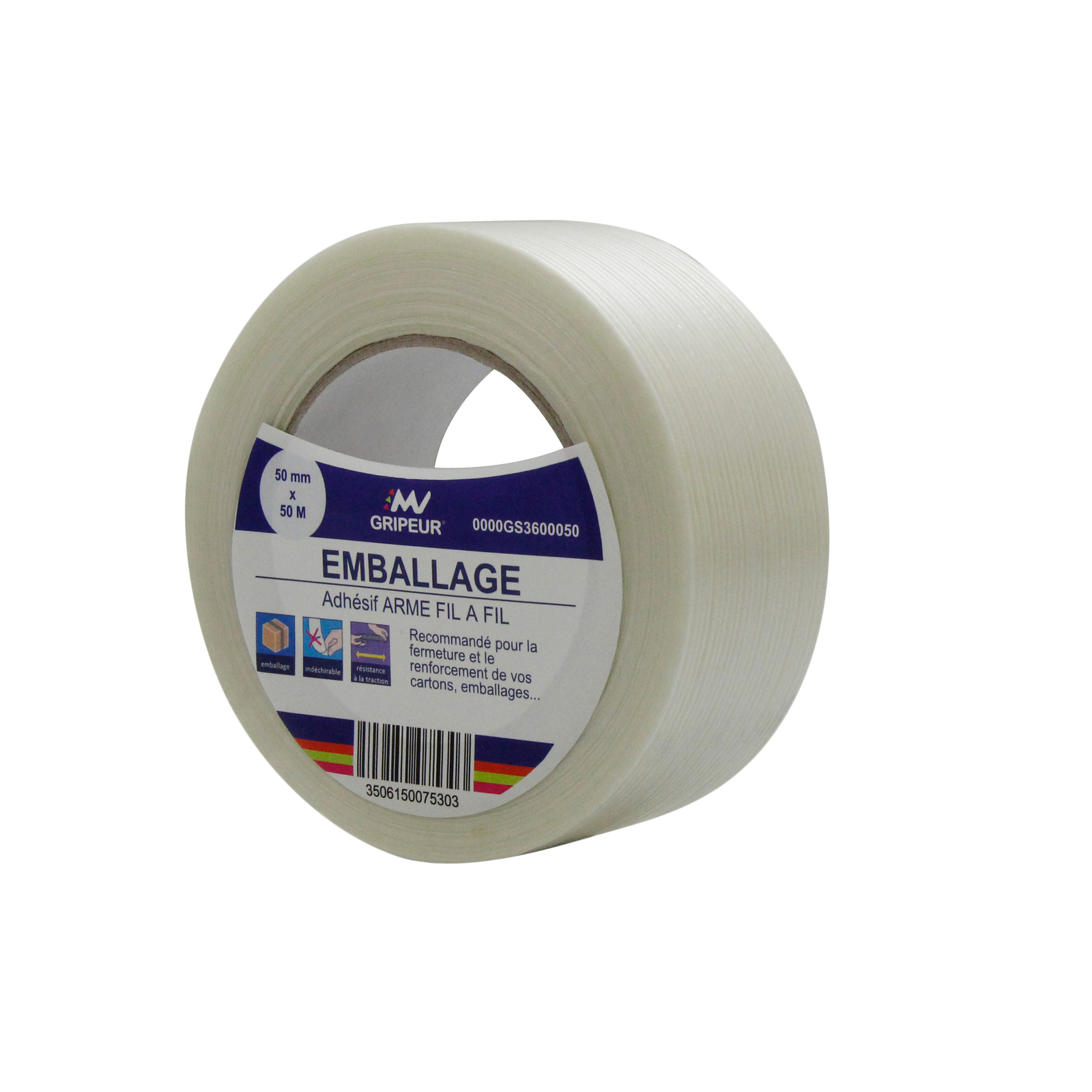 Adhésif Fil10 Armé Fil à Fil transparent 125µ 50mm x 50m LIMA - 0000GS3600050
