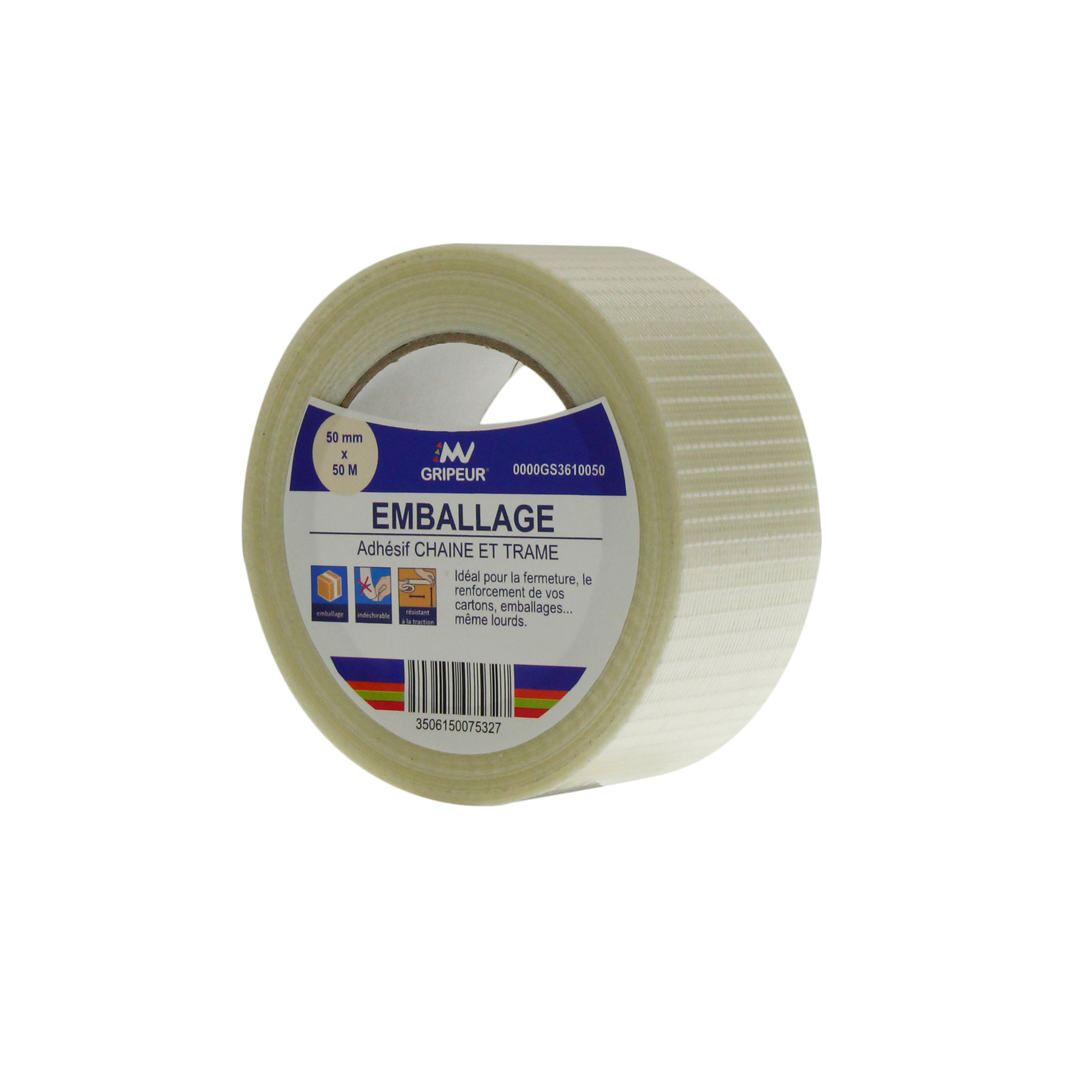 Adhésif TRA10 Armé Chaine et Trame transparent 135µ 50mm x 50m LIMA - 0000GS3610050