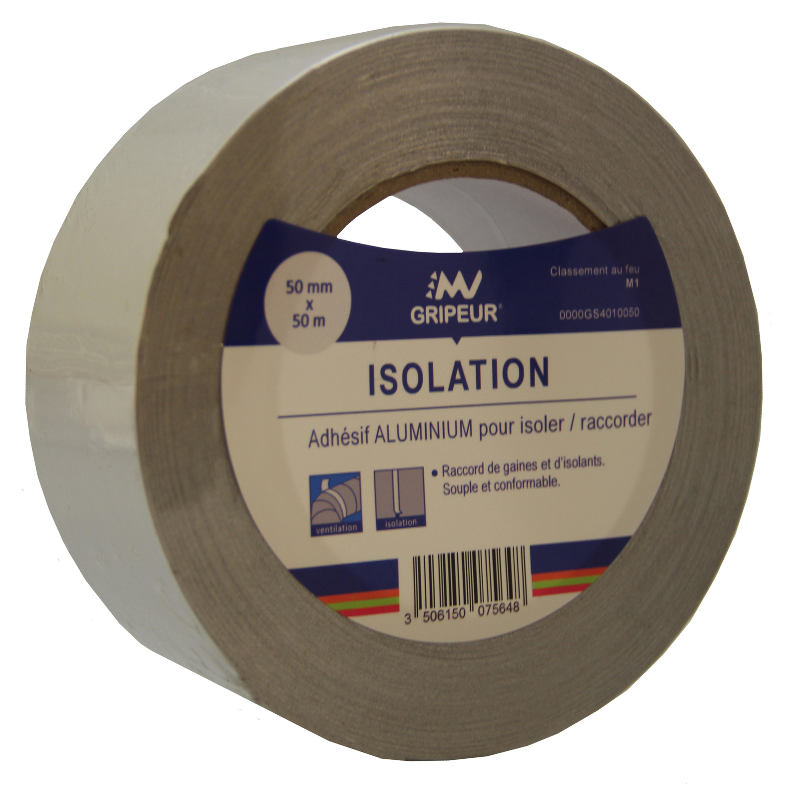Adhésif Aluminium GS401 masse adhésive acrylique 30µ m1 50mm x 50m LIMA - 0000GS4010050