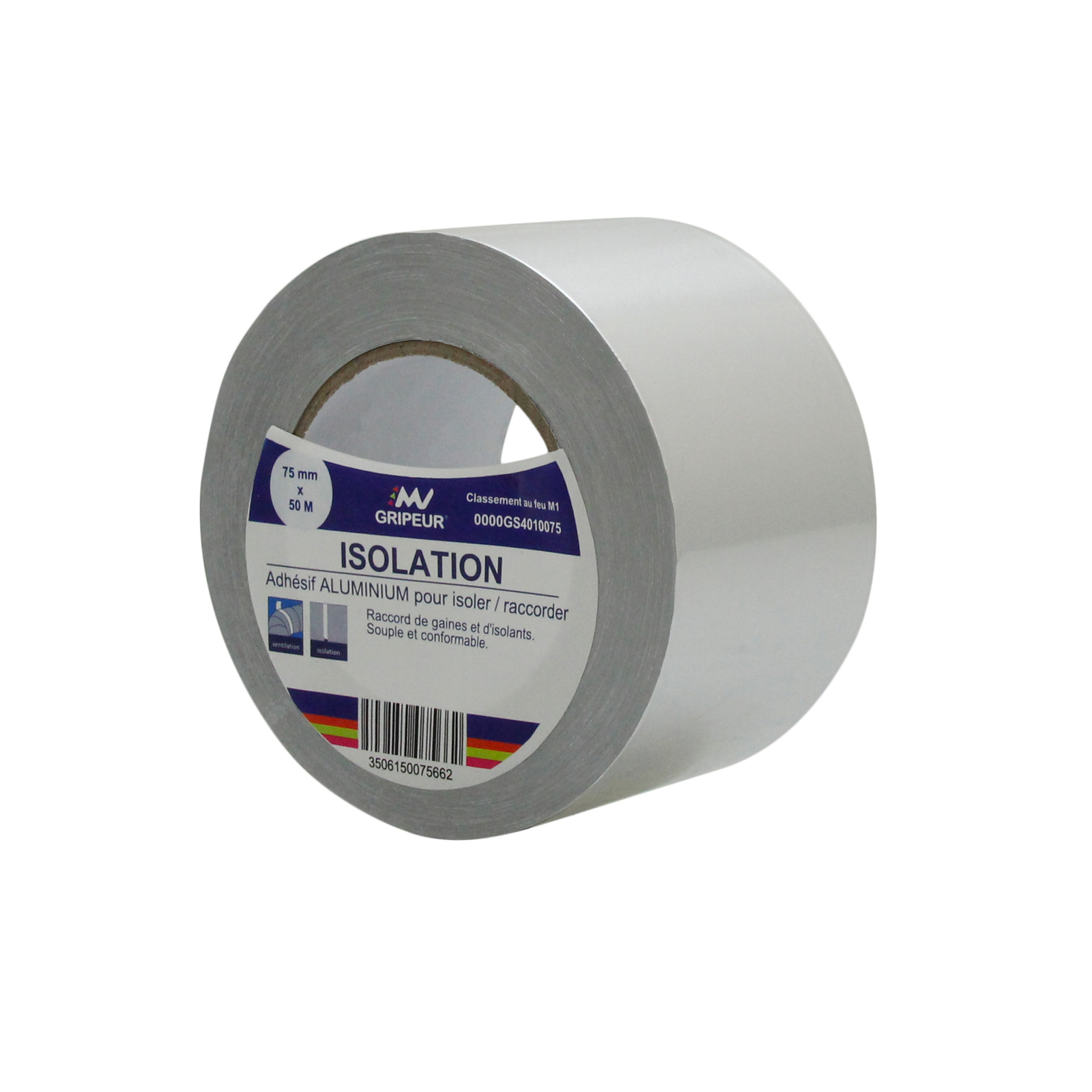 Adhésif Aluminium GS401 masse adhésive acrylique 30µ m1 75mm x 50m LIMA - 0000GS4010075