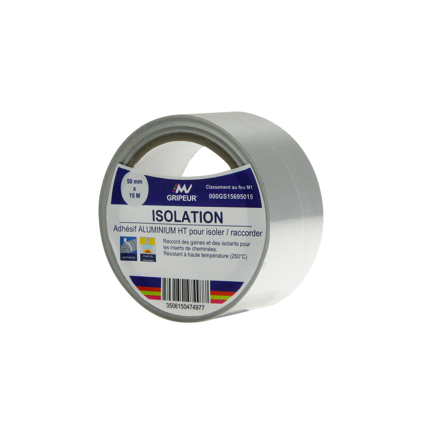 Adhésif Aluminium Haute Temp colle acrylique 85µ 250°C m1 50mm x 15m LIMA - 000GS15695015