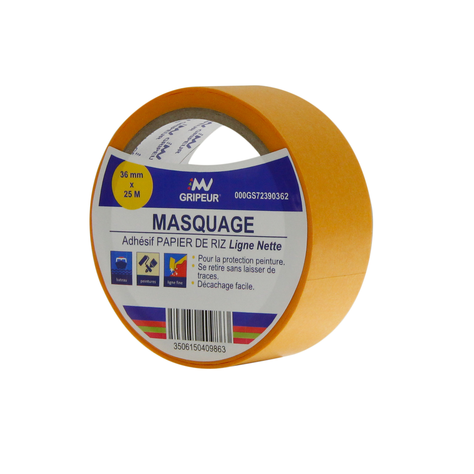 Adhésif de masquage GS7239 caoutchouc naturel jaune 85µ 36mm x 25m LIMA - 000GS72390362