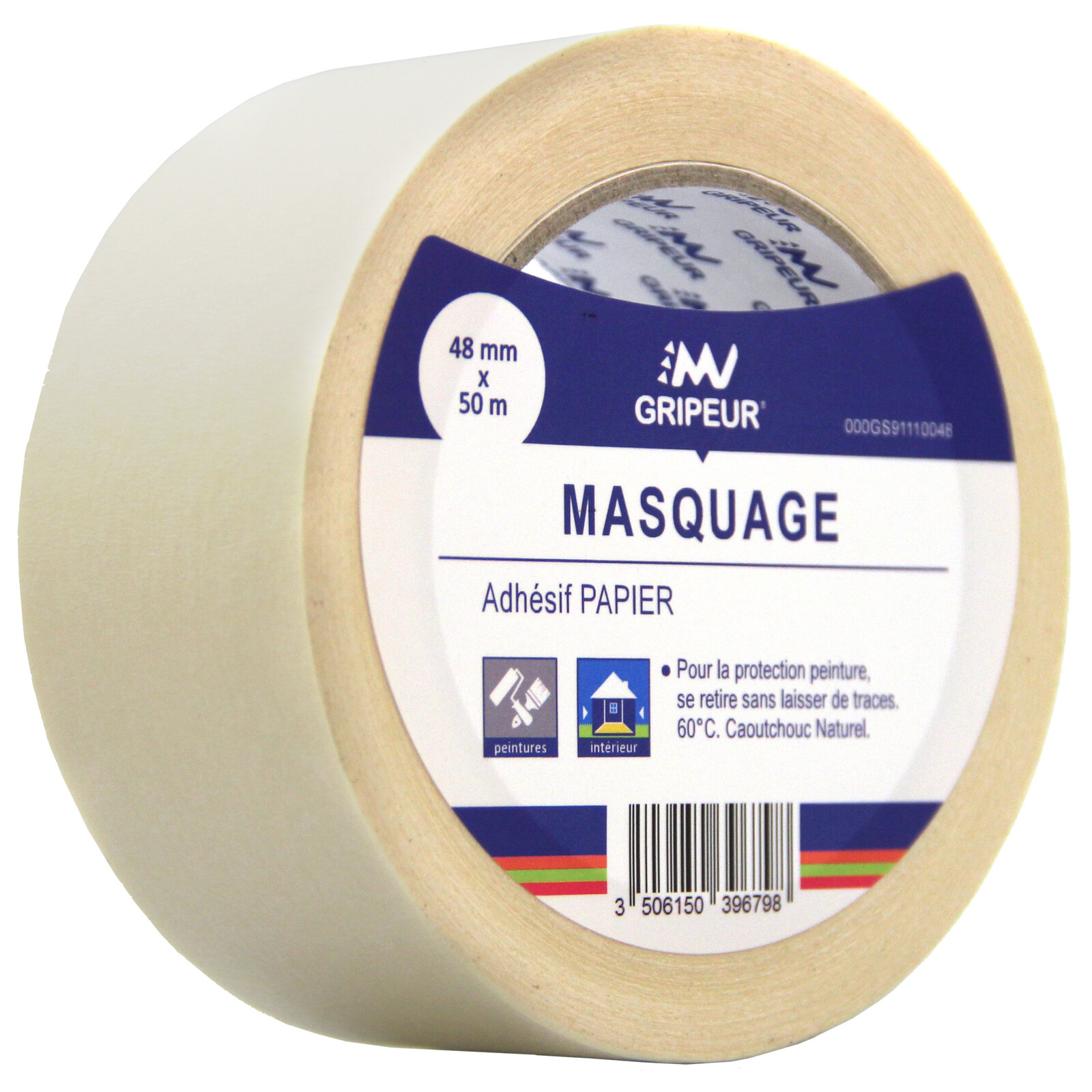 Adhésif de masquage 9111 caoutchouc naturel blanc 120µ 48mm x 50m LIMA - 000GS91110048