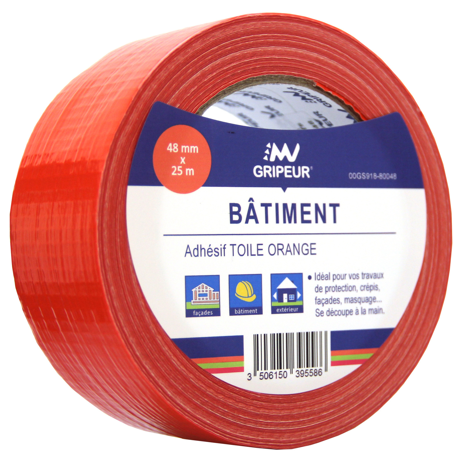 Adhésif Toile Extra GS918-8 couchée PE orange 220µ 48mm x 25m LIMA - 00GS918-80048