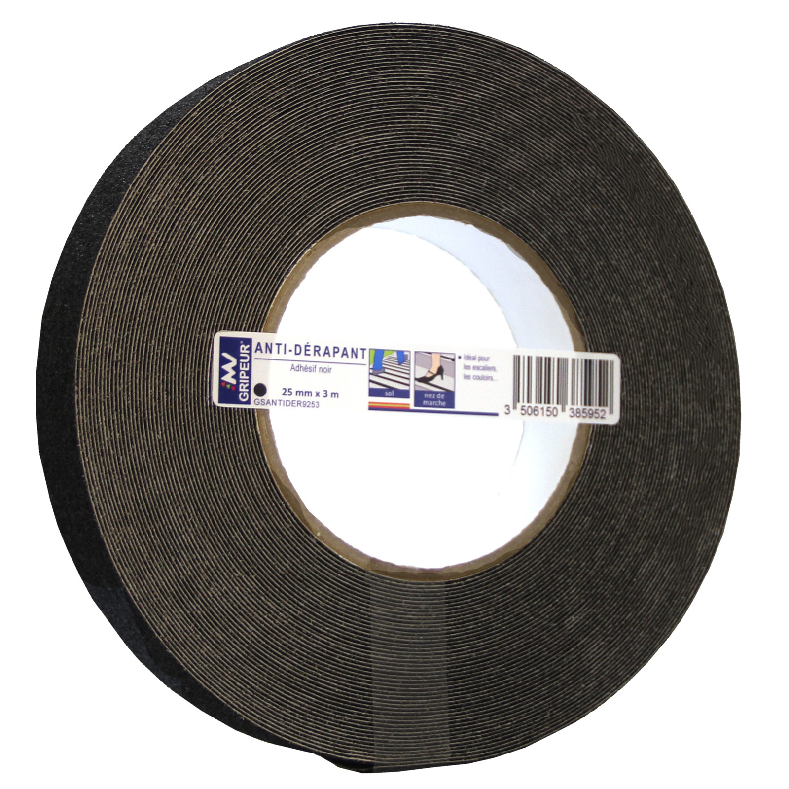 Adhésif Antidérapant GSANTIDER-9 noir 800µ 25mm x 3m LIMA - GSANTIDER9253
