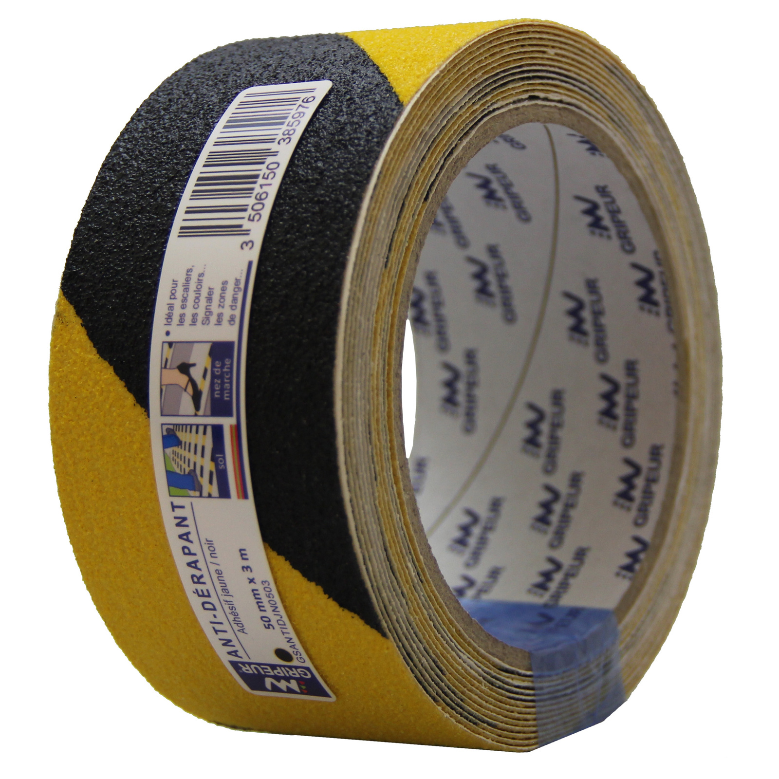 Adhésif Antidérapant GSANTIDERJN Jaune/Noir 800µ 50mm x 3m LIMA - GSANTIDJN0503