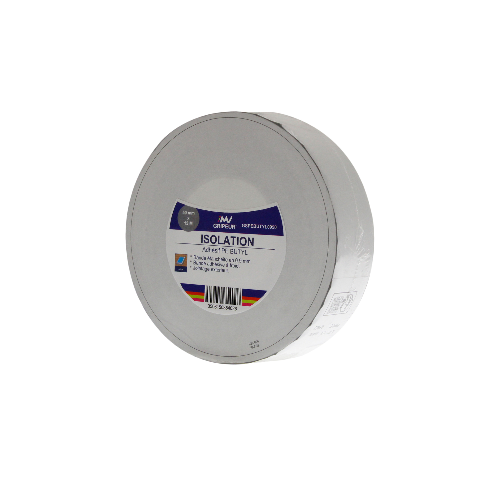 Bande Adhésive d'Etanchéité GSPEBUTYL film PE Butyl 900µ B2 50mm x 15m LIMA - GSPEBUTYL0950