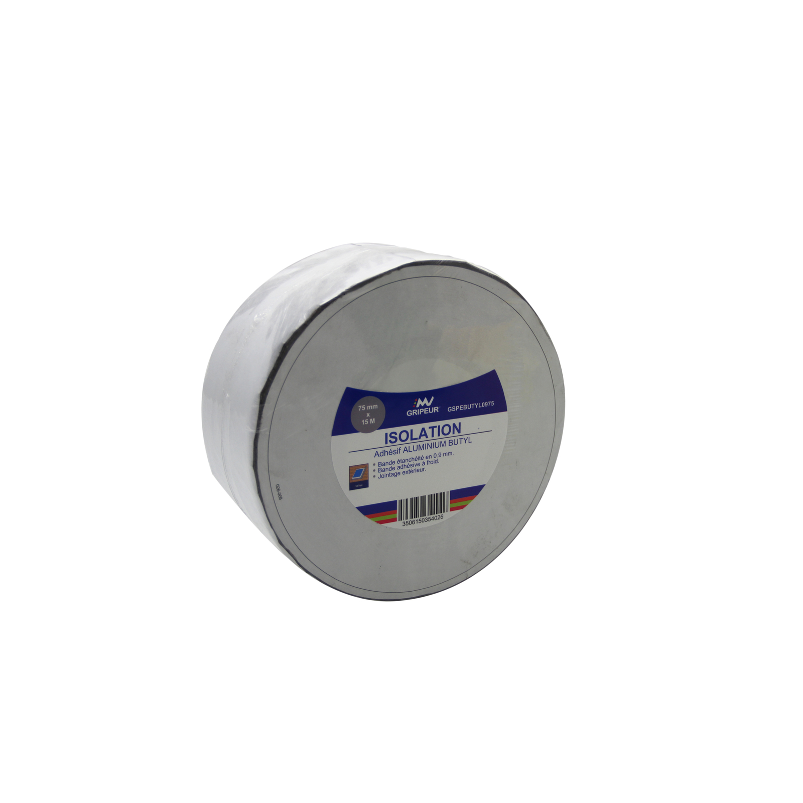 Bande Adhésive d'Etanchéité GSPEBUTYL film PE Butyl 900µ B2 75mm x 15m LIMA - GSPEBUTYL0975