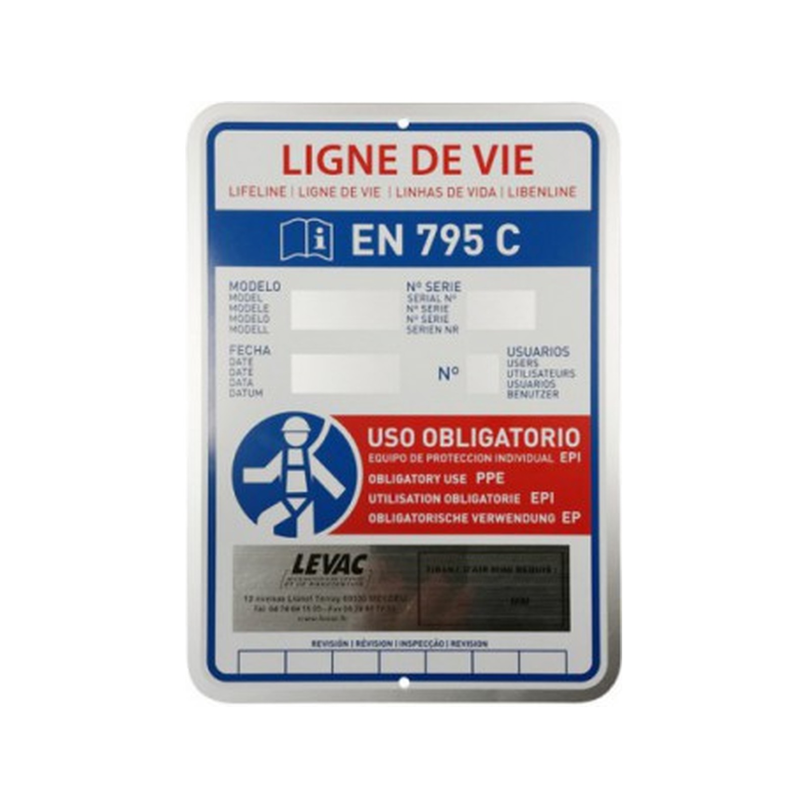 Plaque signalétique aluminium 210 x 150 mm LEVAC 3600-24-1