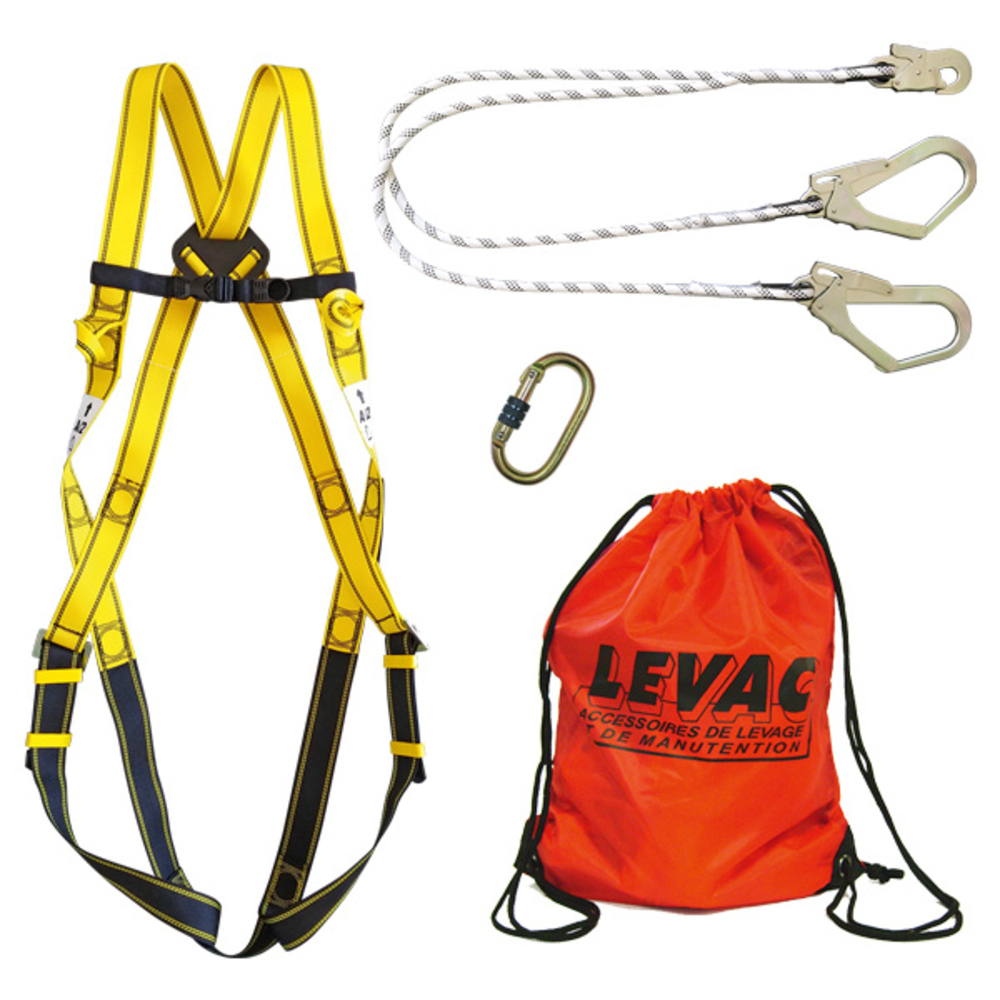 Kit échafaudage harnais 3800A + longe 3802C15 + Mousqueton LEVAC - 3616KIT7