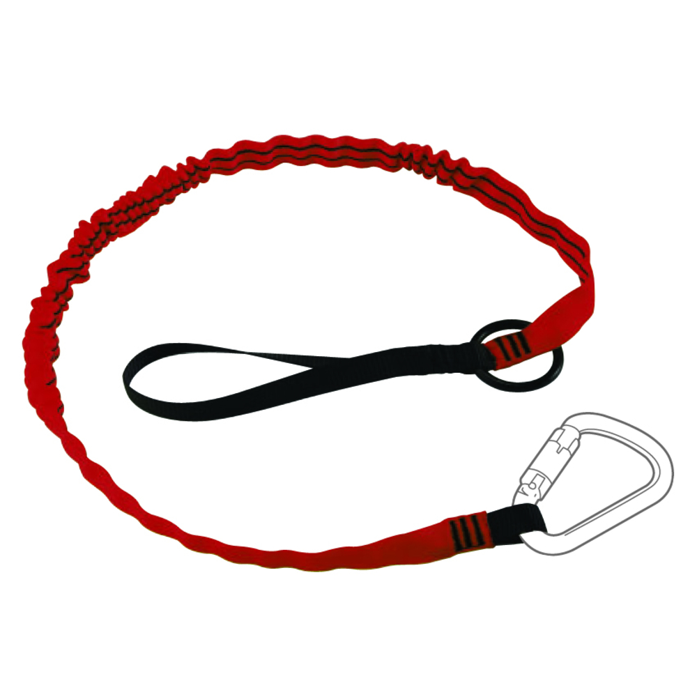Longe porte outil élastique 1 boucle etrangl. +1 ann métal 1,25m maxi 10kg LEVAC - 3800RTLK2