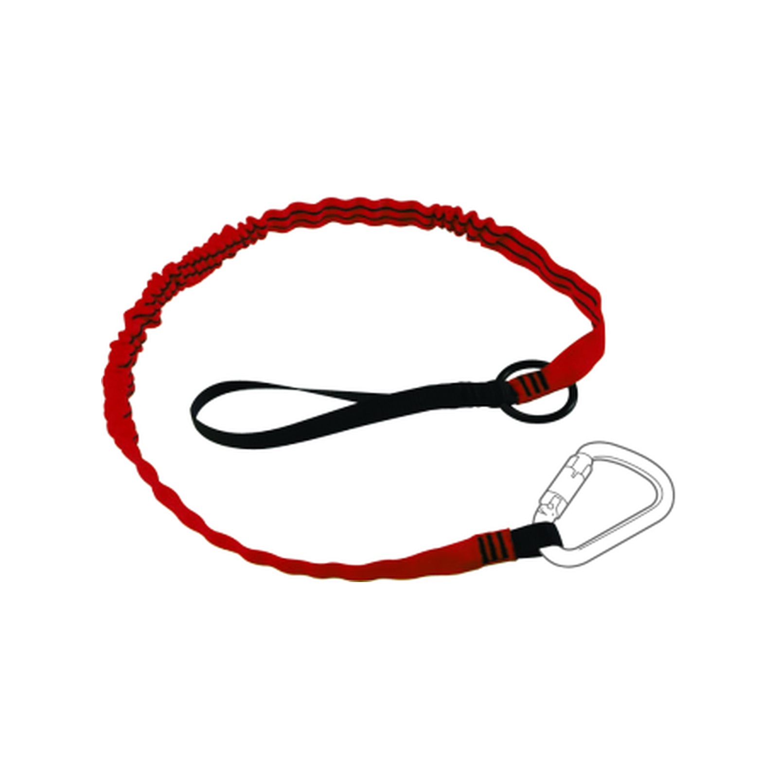 Longe porte outil élastique 1 boucle et anneau métal 1,25 m LEVAC 3800RTLK2